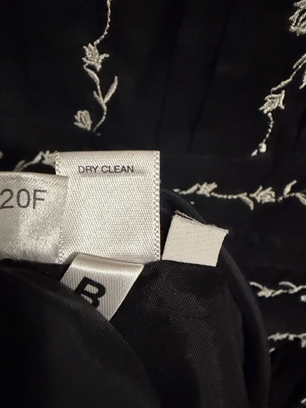 Ann Taylor Black Dress with White Vine Embroidery